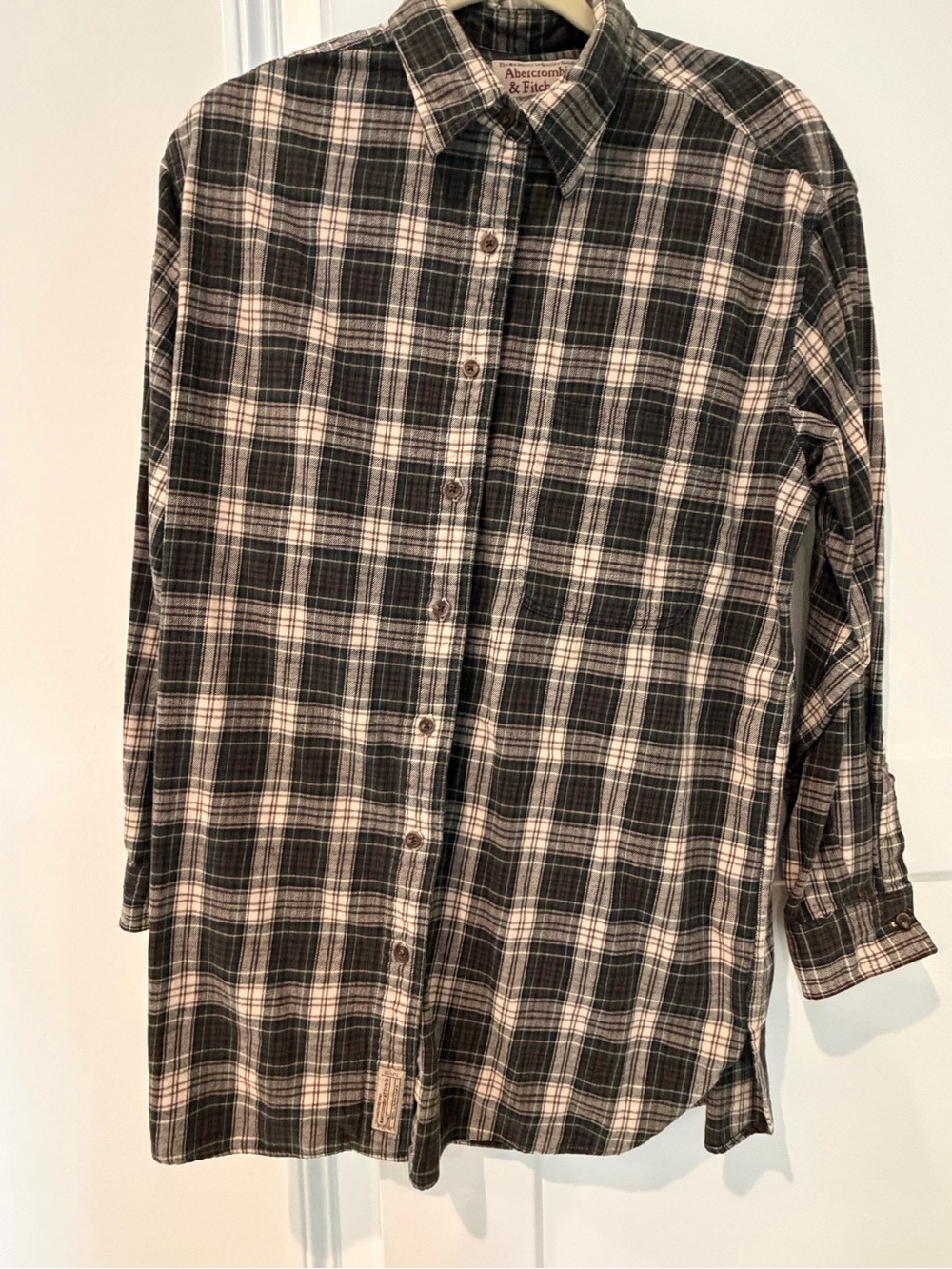 Abercrombie & Fitch Women’s Boyfriend Green Plaid Button-Up Shirt